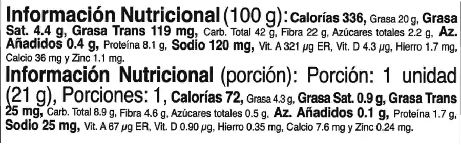 Información Nutricional Zanahoria