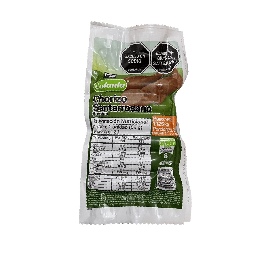 Chorizo Santarrosano Colanta X 1.125 g X 20 U