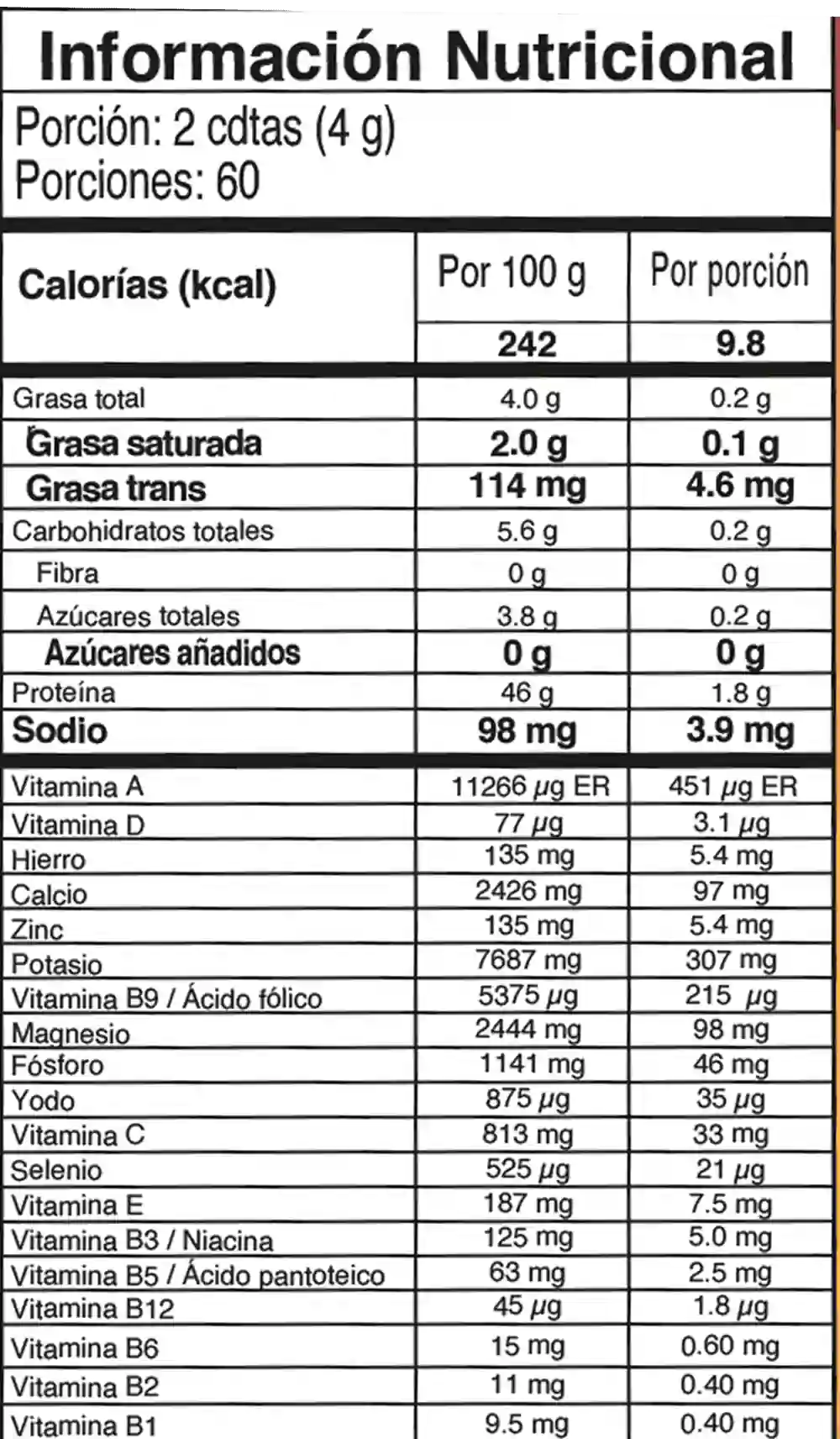 Información Nutricional